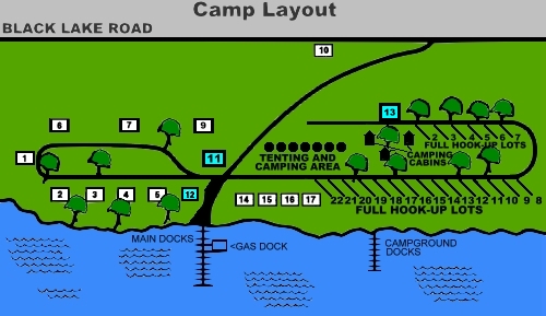 The Layout of McLear's Cottage Colony and Campground, Black Lake, New York