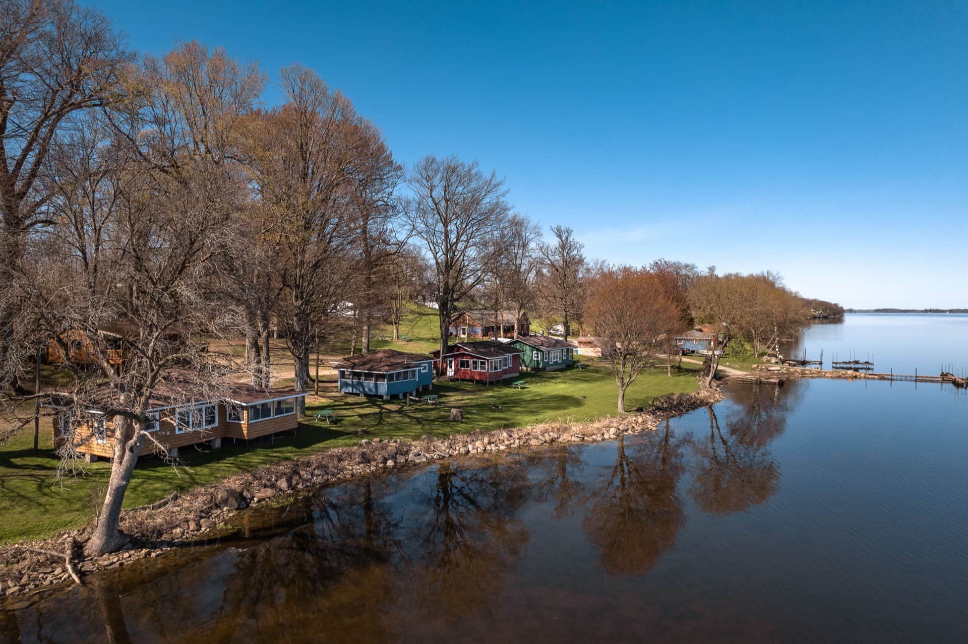 Cottages along the shoreline at McLear's